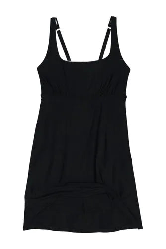 Women's Chlorine Resistant Tummy Control Square Neck Swim Dress One Piece Swimsuit with Shorts