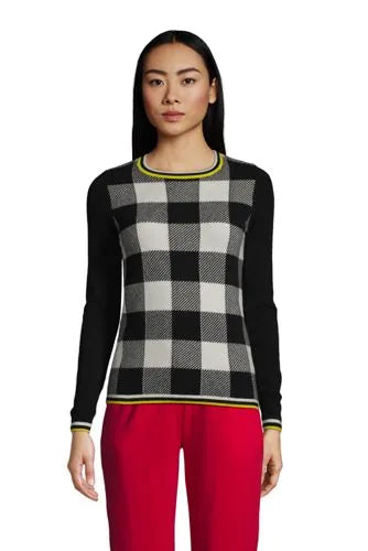 Women's Cashmere Crew Neck Sweater Tee - Jacquard