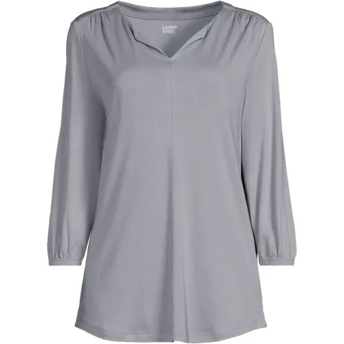 Women's Supima Micro Modal 3/4 Sleeve Split Neck Tunic
