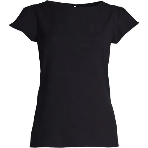 Women's Petite Short Sleeve Crepe Tulip Sleeve Blouse