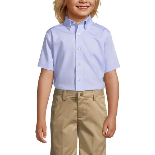 Boys Short Sleeve No Iron Pinpoint Dress Shirt