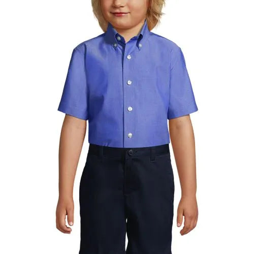 Boys Short Sleeve No Iron Pinpoint Dress Shirt