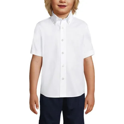 Boys Short Sleeve No Iron Pinpoint Dress Shirt