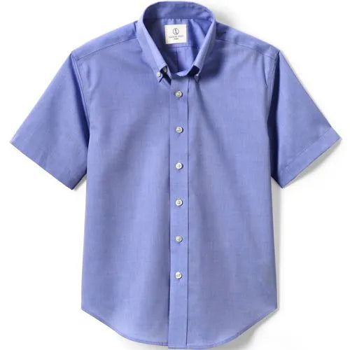Boys Short Sleeve No Iron Pinpoint Dress Shirt