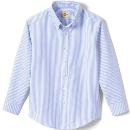 School Uniform Boys Long Sleeve Stripe Oxford Dress Shirt