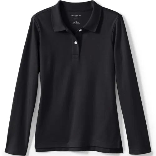 School Uniform Girls Long Sleeve Feminine Fit Interlock Polo Shirt