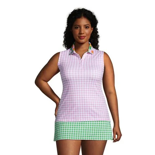 Draper James x Lands' End Women's Plus Size Sleeveless Supima Polo Shirt