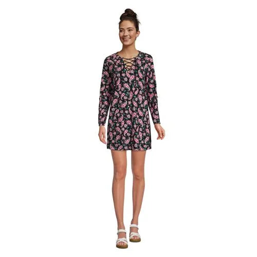 Women's Cotton Jersey V-neck Tunic Swim Cover-up Shirtdress