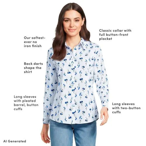 No Iron Button Front Shirt