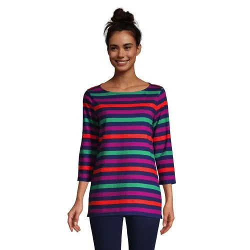 Women's 3/4 Sleeve Heavyweight Jersey Boatneck Tunic