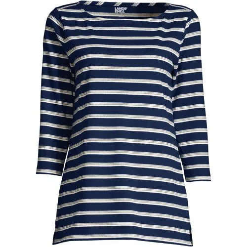 Women's Petite 3/4 Sleeve Heavyweight Jersey Boatneck Tunic