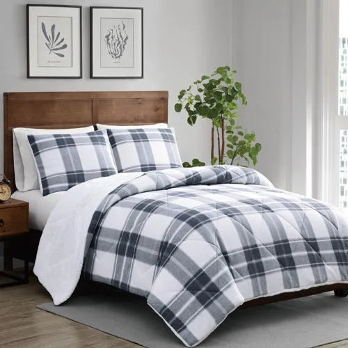 Cannon Cozy Teddy Plaid Print Comforter Set