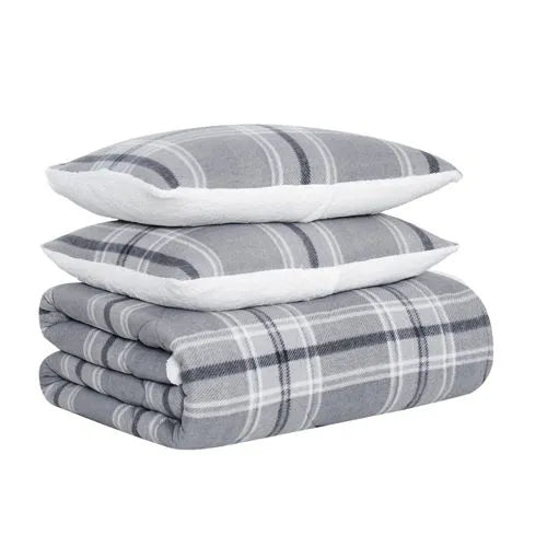 Cannon Cozy Teddy Plaid Print Comforter Set