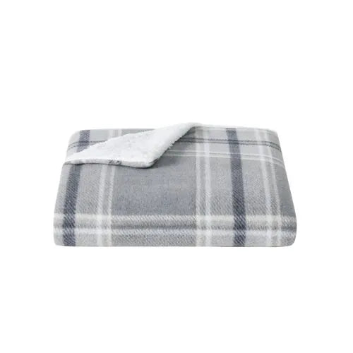 Cannon Cozy Teddy Plaid Sweater Knit Blanket