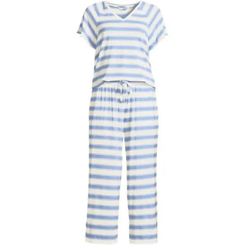 Women's Cooling Pajama Set - Short Sleeve Top and Crop Pants