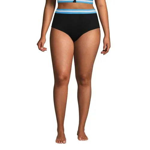 Women's Plus Size Chlorine Resistant Pocket High Waisted Bikini Swim Bottoms