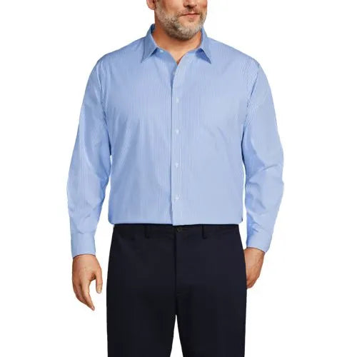 Men's Big and Tall Pattern No Iron Supima Pinpoint Straight Collar