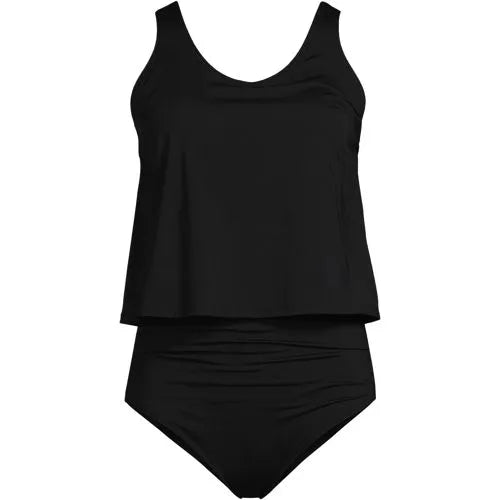 Women's Chlorine Resistant V-neck One Piece Fauxkini Swimsuit