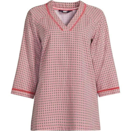 Women's Rayon 3/4 Sleeve V-neck Tunic Top