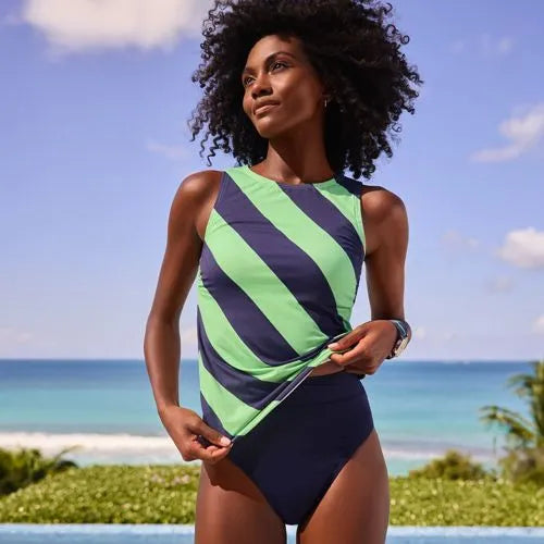 Women's Chlorine Resistant High Leg High Waisted Bikini Swim Bottoms