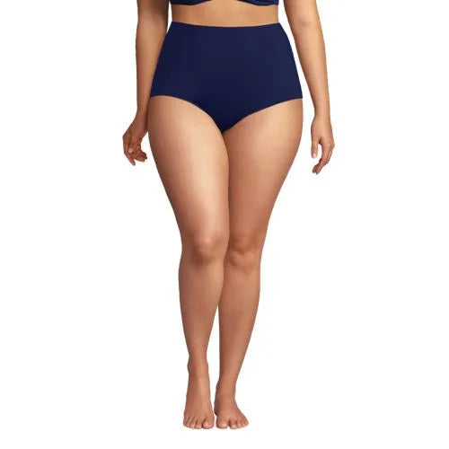 Women's Plus Size Tummy Control Tugless High Waisted Bikini Swim Bottoms