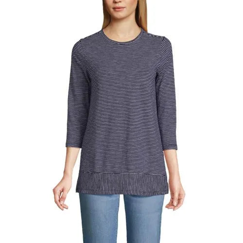 Women's 3/4 Sleeve Slub Jersey Swing Tunic
