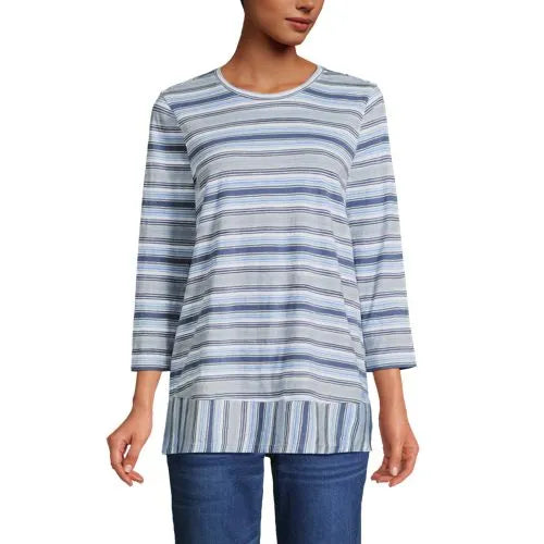 Women's 3/4 Sleeve Slub Jersey Swing Tunic