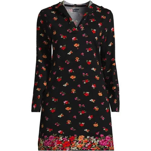 Women's Cotton Jersey Long Sleeve Hooded Swim Cover-up Dress