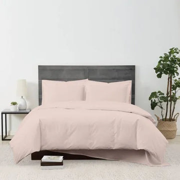 Cannon Solid Cotton Percale Duvet Cover Set