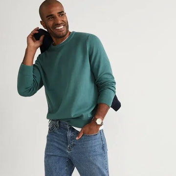 Men's Fine Gauge Cotton Crew Neck Sweater