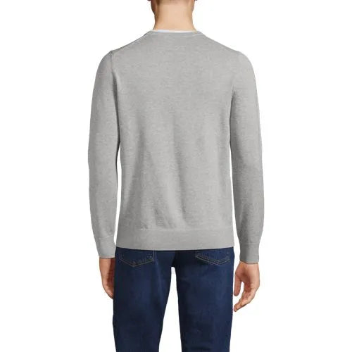 Men's Fine Gauge Cotton V-neck Sweater