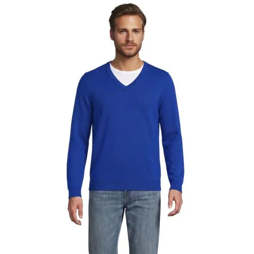 Men's Fine Gauge Cotton V-neck Sweater
