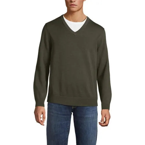 Men's Fine Gauge Cotton V-neck Sweater