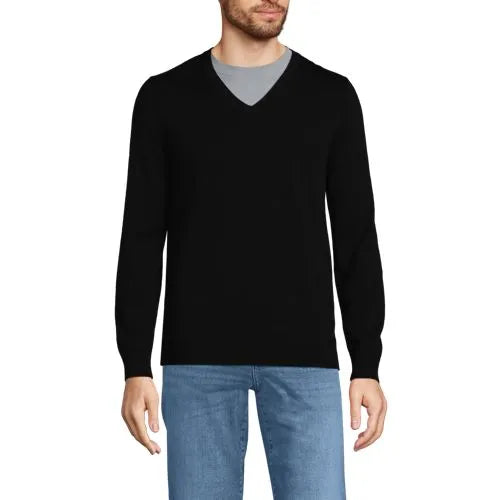 Men's Fine Gauge Cotton V-neck Sweater