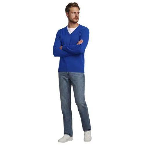 Men's Fine Gauge Cotton V-neck Sweater