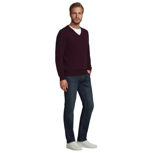 Men's Fine Gauge Cotton V-neck Sweater