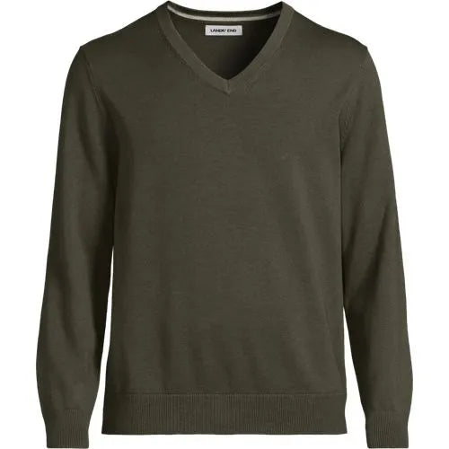 Men's Fine Gauge Cotton V-neck Sweater