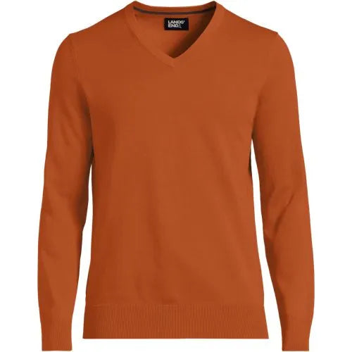 Men's Fine Gauge Cotton V-neck Sweater