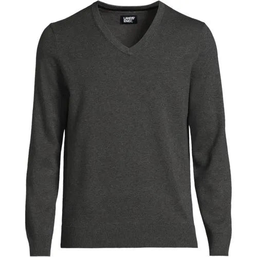Men's Fine Gauge Cotton V-neck Sweater