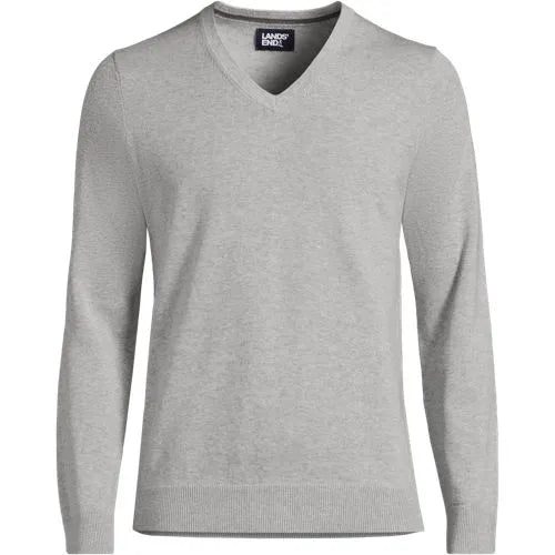 Men's Fine Gauge Cotton V-neck Sweater