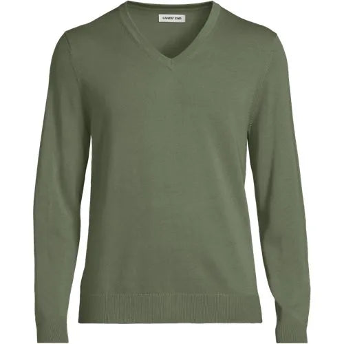 Men's Fine Gauge Cotton V-neck Sweater