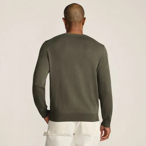 Men's Fine Gauge Cotton V-neck Sweater