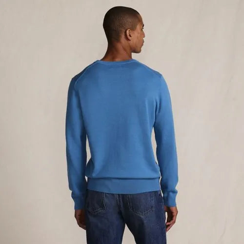 Men's Fine Gauge Cotton V-neck Sweater