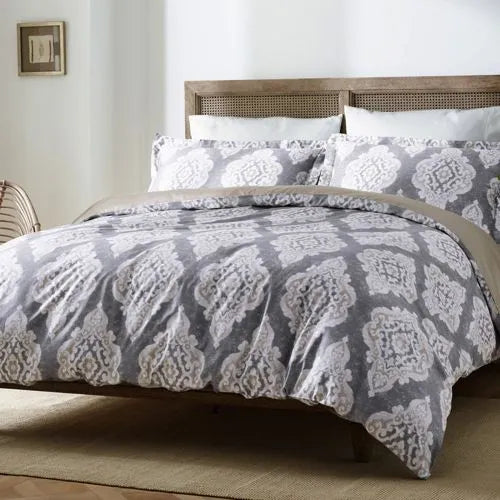 Blue Loom Zuri Distressed Medallion Print Cotton Duvet Cover Set
