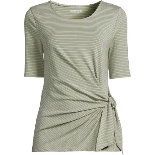 Women's Plus Size Lightweight Jersey Tie Front Top
