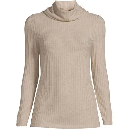 Women's Plus Size Long Sleeve Wide Rib Turtleneck