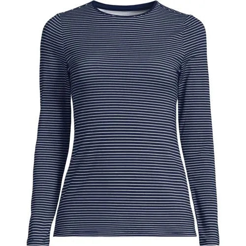 Women's Lightweight Jersey Skimming Long Sleeve Crew Neck T-shirt