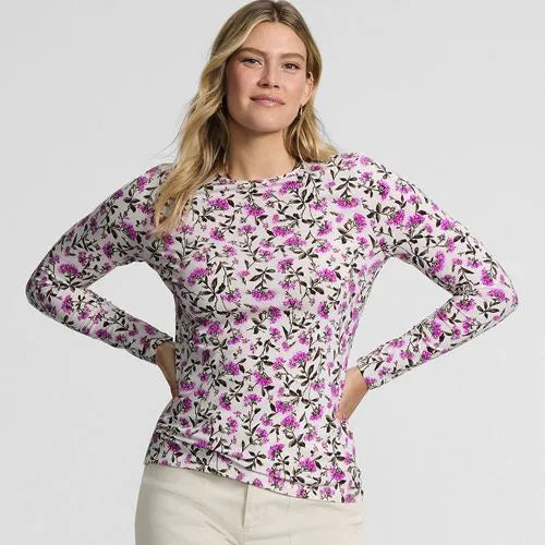 Women's Lightweight Jersey Skimming Long Sleeve Crew Neck T-shirt
