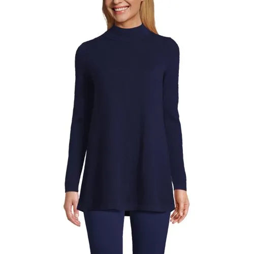 Women's Cashmere Mock Neck Swing Tunic Sweater