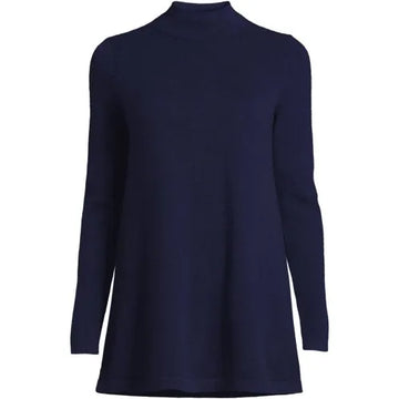Women's Cashmere Mock Neck Swing Tunic Sweater
